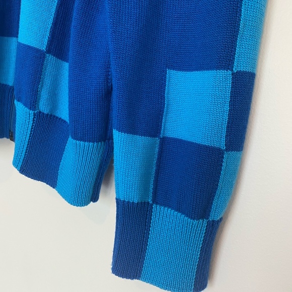 Louis Vuitton Sweater Wool Zipup Jacket Blue LV Knit Damier Mens Large Virgil - Picture 8 of 15